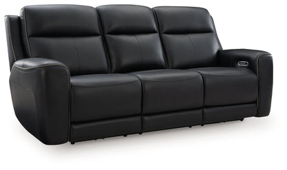 Modern Leather Match Sofa - Onyx