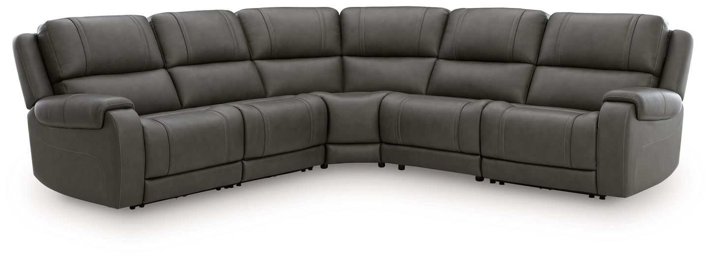 Modern Leather Match Sectional - Gray - 2 Pc. Power Reclining Sectional Loveseat