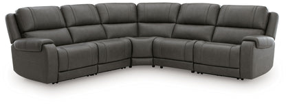 Modern Leather Match Sectional - Gray - 2 Pc. Power Reclining Sectional Loveseat