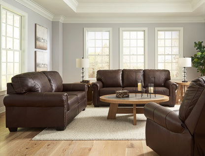 Dark Brown Stationary Sofa And Loveseat - side view