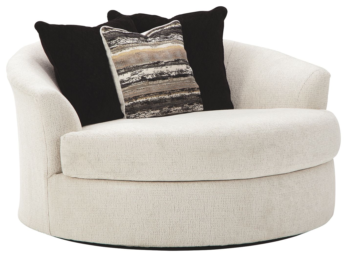 Cambri - Oversized Round Swivel Chair - Snow