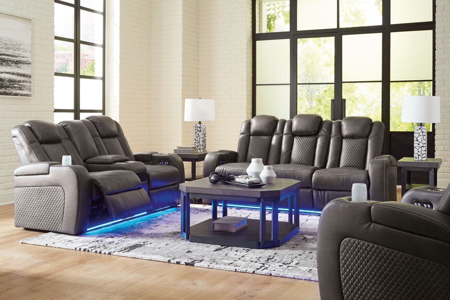 Shadow Storage Reclining Sofa And Loveseat - rear view
