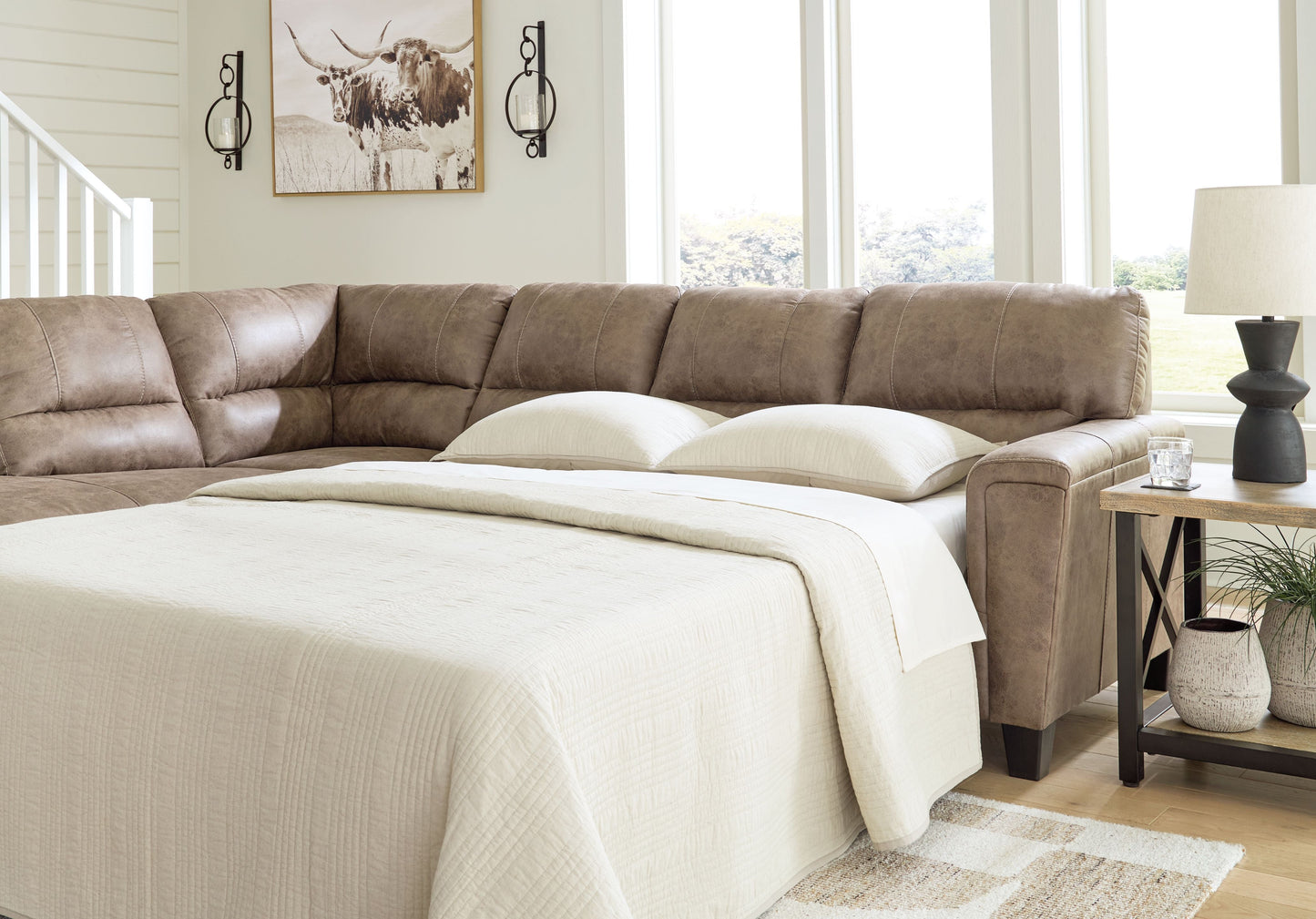 Navi Brown Sleeper Sectional w/ Chaise