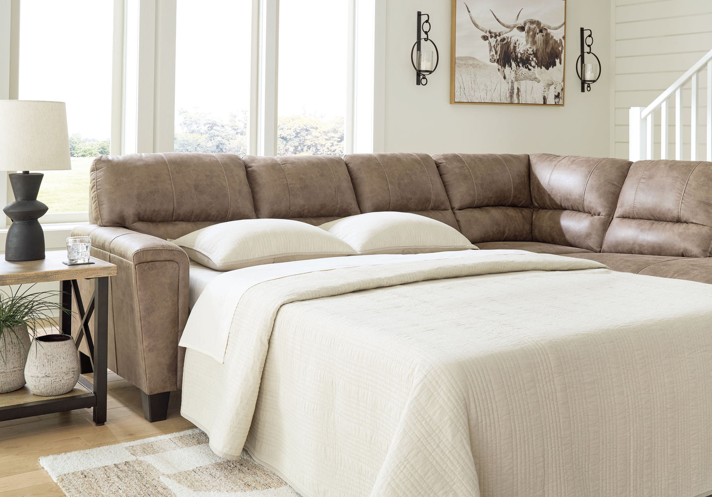 Navi Brown Sleeper Sectional w/ Chaise