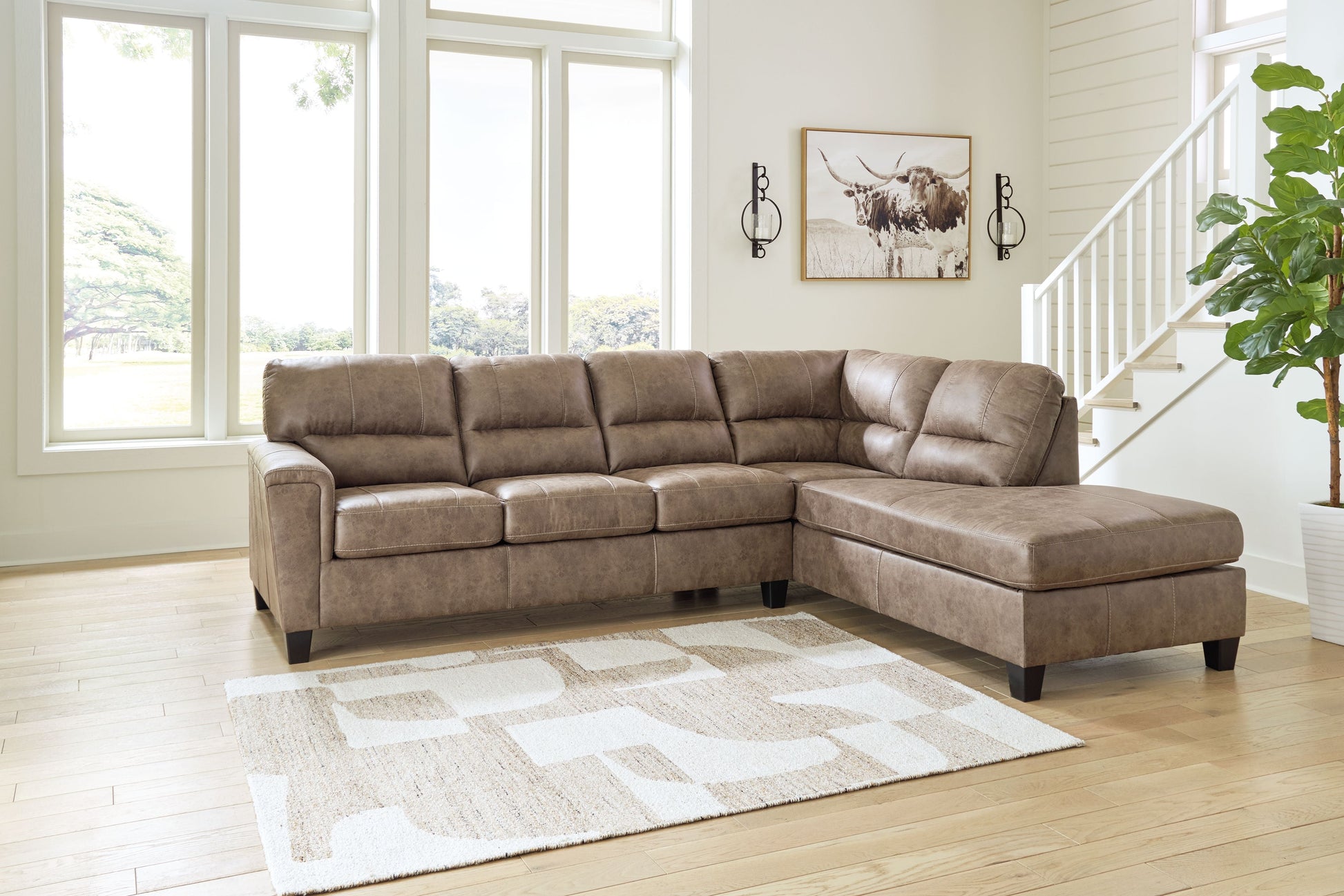 Fossil Faux Leather Upholstered Queen Sleeper Sectionals - view 7